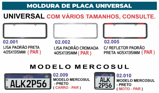 Moldura de placa universal