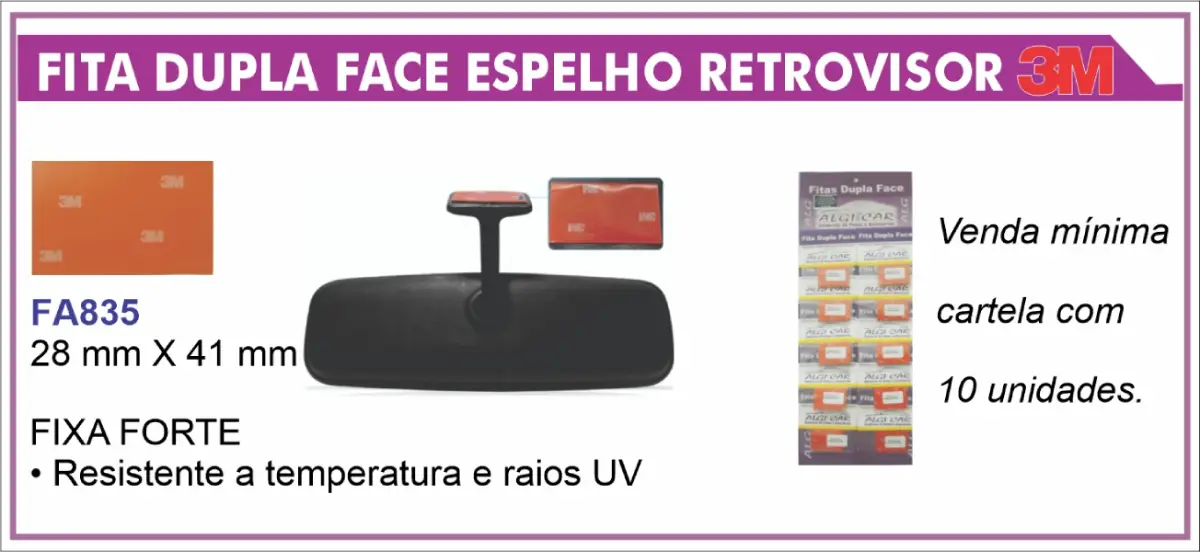Fita dupla face para retrovisor