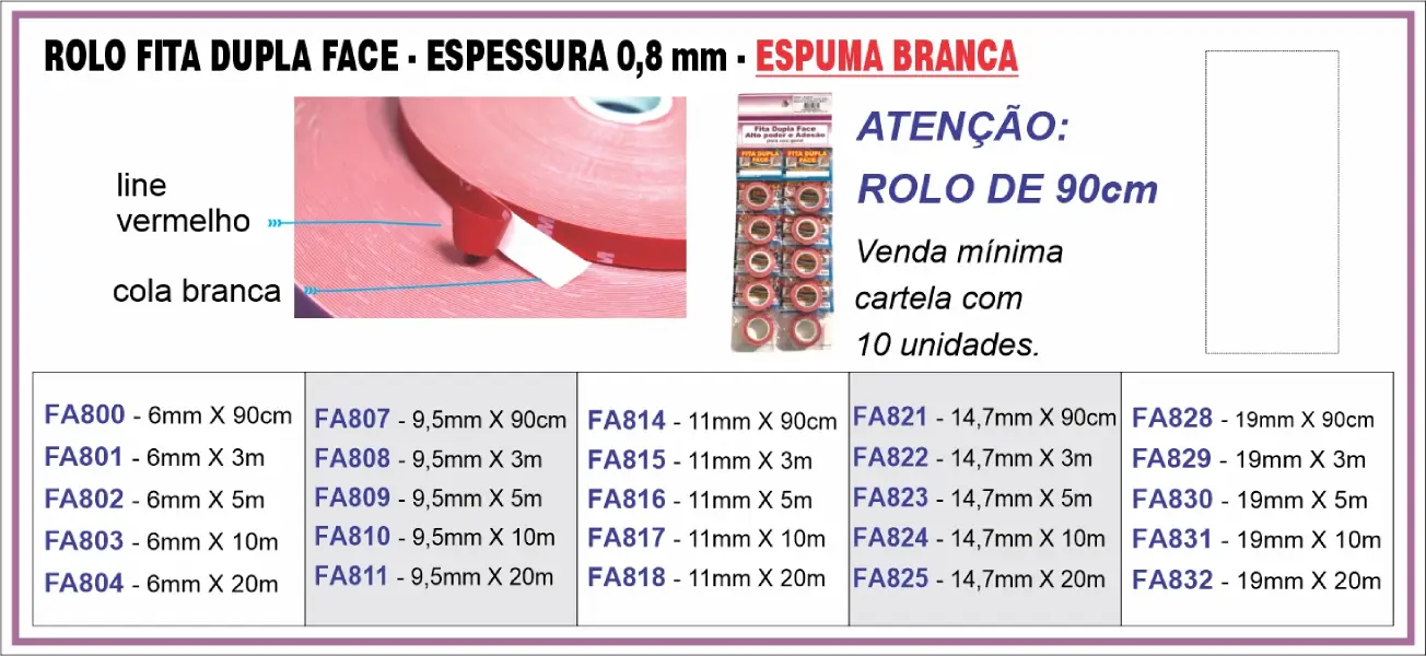 Fita dupla face série FA800