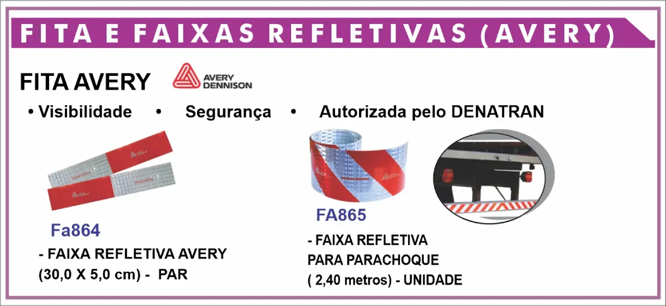 Fita e faixa refletiva avery